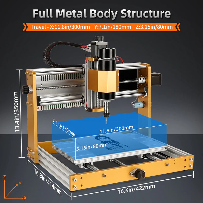 LUNYEE 3018 PRO MAX CNC Machine with 10W Laser 500W All-Metal CNC Router Machine