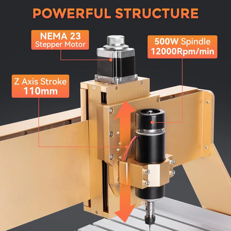 LUNYEE 4040 Turbo CNC Router Machine, 500W All-Metal Upgraded Linear Rail 3-Axis Engraving Milling Cutting Machine GRBL Control for Wood Metal Acrylic